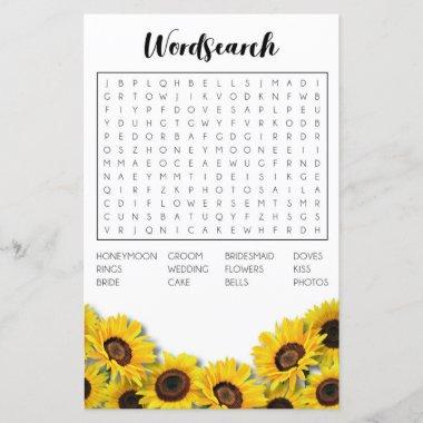 Bridal Shower Games Word Search Game Sunflower