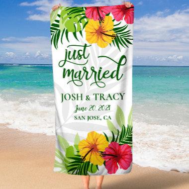 Bridal Shower Gift, Just Married, Mr and Mrs Beach Towel