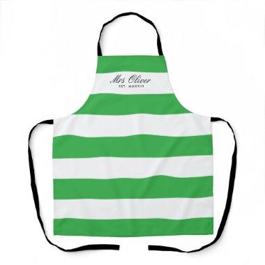 Bridal Shower Gift Personalized Apron Green Stripe