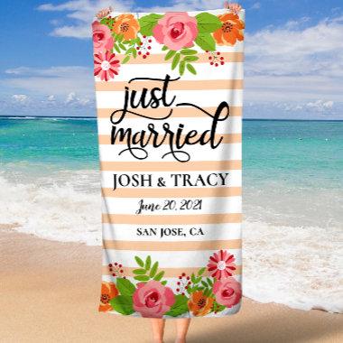 Bridal Shower Gift, Personalized Honeymoon Beach Towel