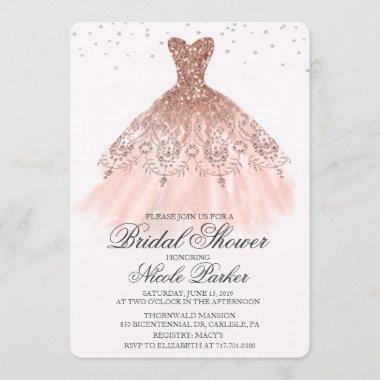 Bridal Shower Glitter Dress Diamond Invitations