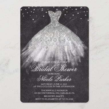 Bridal Shower Glitter Dress Diamond Invitations