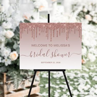 Bridal Shower Glitter Drip Rose Gold Welcome Foam Board