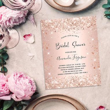 Bridal Shower glitter rose gold budget Invitations Flyer