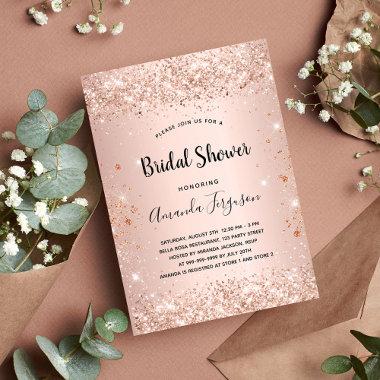 Bridal Shower glitter rose gold metal sparkle Invitations