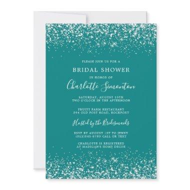 Glitter Silver Teal Glam