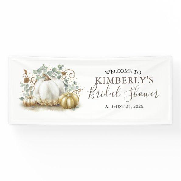 Bridal Shower Gold and White Pumpkins Fall Banner