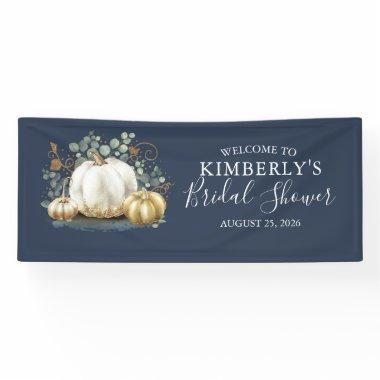 Bridal Shower Gold and White Pumpkins Fall Banner