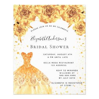 Bridal Shower gold dress floral budget Invitations Flyer