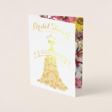 Bridal Shower Gold Foil and Floral Foil Invitations