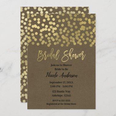 Bridal Shower Gold Modern Chic Rustic Kraft Invitations