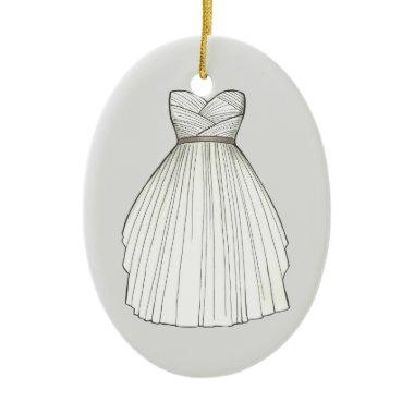 Gown Bride Wedding Princess Dress Ceramic Ornament
