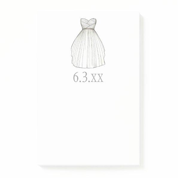 Bridal Shower Gown Bride Wedding White Dress Post-it Notes