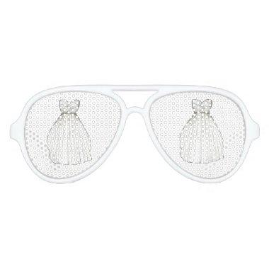 Bridal Shower Gown Bride White Wedding Dress Shade Aviator Sunglasses