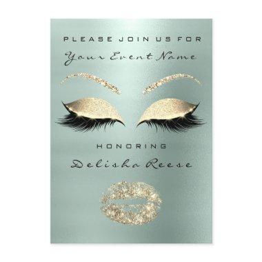 Gray Mint Green Eyes Lips Glitter