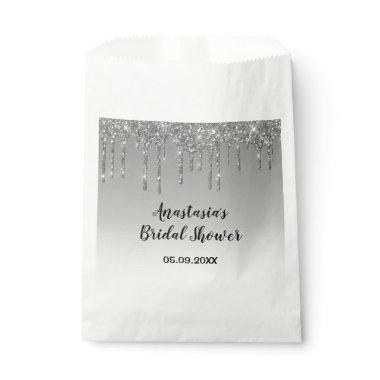 Bridal Shower Gray & Silver Glitter Drips Sparkle Favor Bag