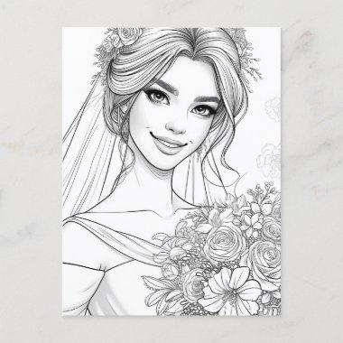 Bridal Shower Grayscale Coloring Pages Activity PostInvitations