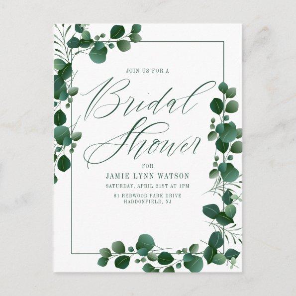 Bridal Shower | Green Floral Frame PostInvitations