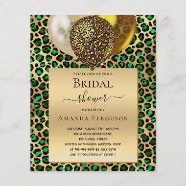 Bridal Shower green leopard budget Invitations Flyer