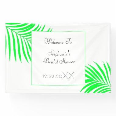 Green Palm Tree Leaves Art Wedding Banner
