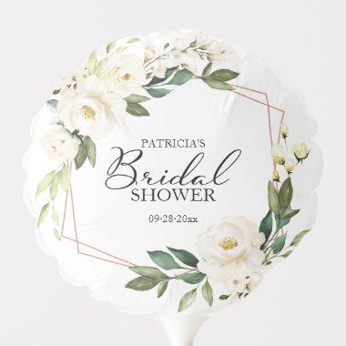 Greenery Geometric White Flowers Bal Balloon
