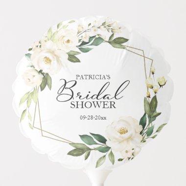 Bridal Shower Greenery Geometric White Flowers Balloon