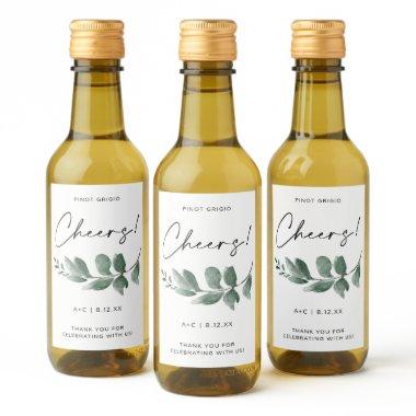 Bridal Shower Greenery Minimalist Handwriting Wine Label