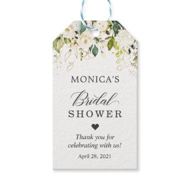 Bridal Shower Greenery White Rose Floral Gift Tags