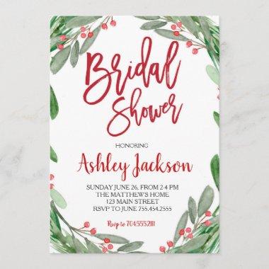 Bridal Shower Greenery Wreath Invitations