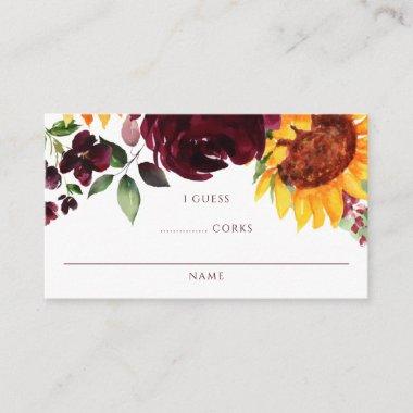 Bridal Shower Guessing Game Sunflowers Roses Enclosure Invitations