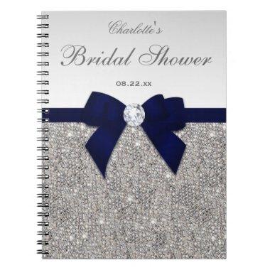 Guestbook Faux Sequins Navy Bow Notebook