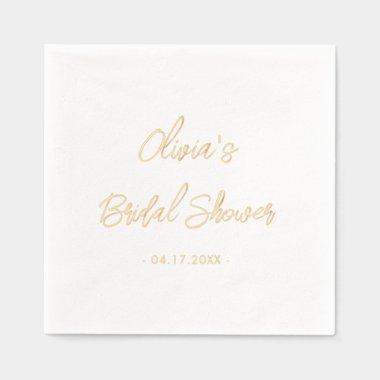 Hand Lettered Modern Minimal Gold Foil Napkins