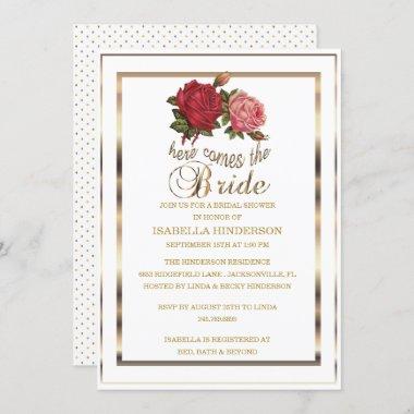 Bridal Shower - Here Comes the Bride -🌹🌹🌹 Rose Invitations