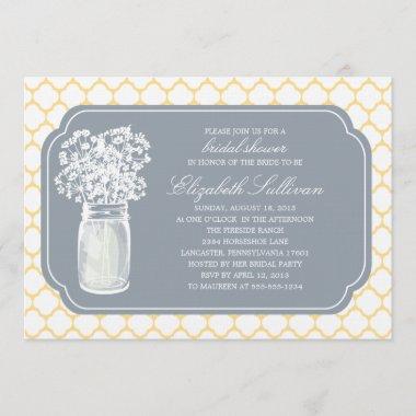 Bridal Shower Honeycomb Mason Jar Wildflowers Invitations