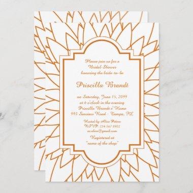 Bridal Shower Honoring, Monet's Dahlia style,white Invitations