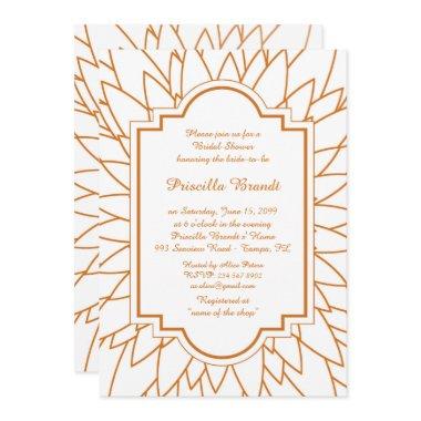 Bridal Shower Honoring, Monet's Dahlia style,white Invitations