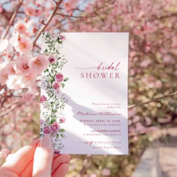 Bridal Shower Hot Pink Botanical Floral Invitations