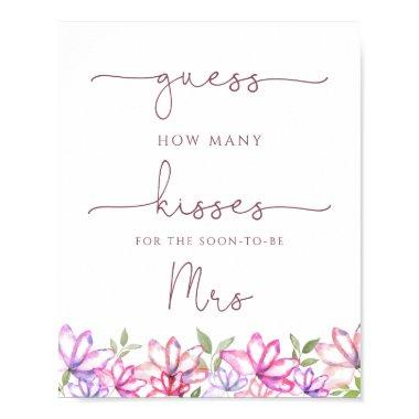 How Many Kisses Game Pink Greenery  Poster