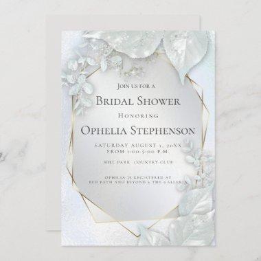 BRIDAL SHOWER | Icy Blue Pearl Shimmer Invitations