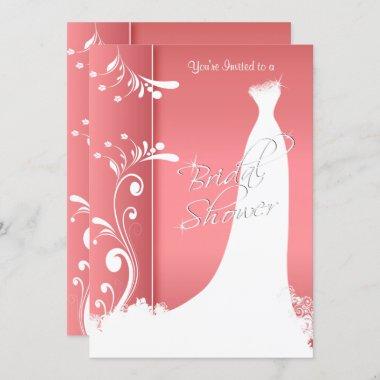 Bridal Shower in a Beautiful Coral Invitations