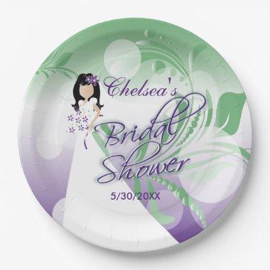 Bridal Shower in a Pretty Green, Purple and White Paper Plates
