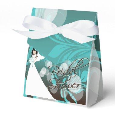 Bridal Shower in a Pretty Turquoise Blue and Brown Favor Boxes