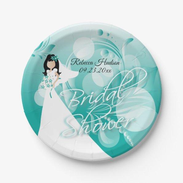 Bridal Shower in a Pretty Turquoise Blue and White Paper Plates
