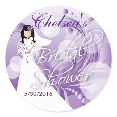 in a Purple and White Classic Round Sticker