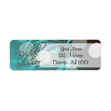 Bridal Shower in a Turquoise Blue and Brown Label