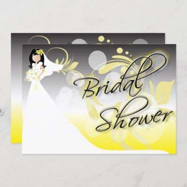 Bridal Shower in a Yellow and Gray Invitations