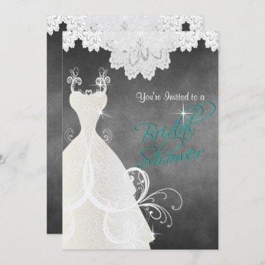 Bridal Shower in Chalkboard and Lace Invitations