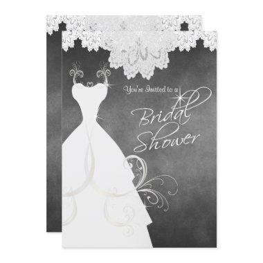 Bridal Shower in Chalkboard & White Lace Invitations