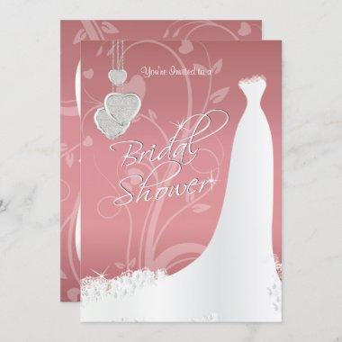 Bridal Shower in Dusty Rose Floral Satin Invitations