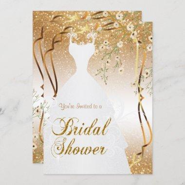 Bridal Shower in Gold Glitter Invitations